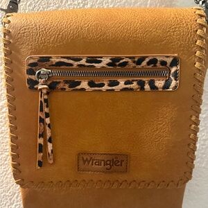 Wrangler Tan and Brown Crossbody Bag with Rustic Charm